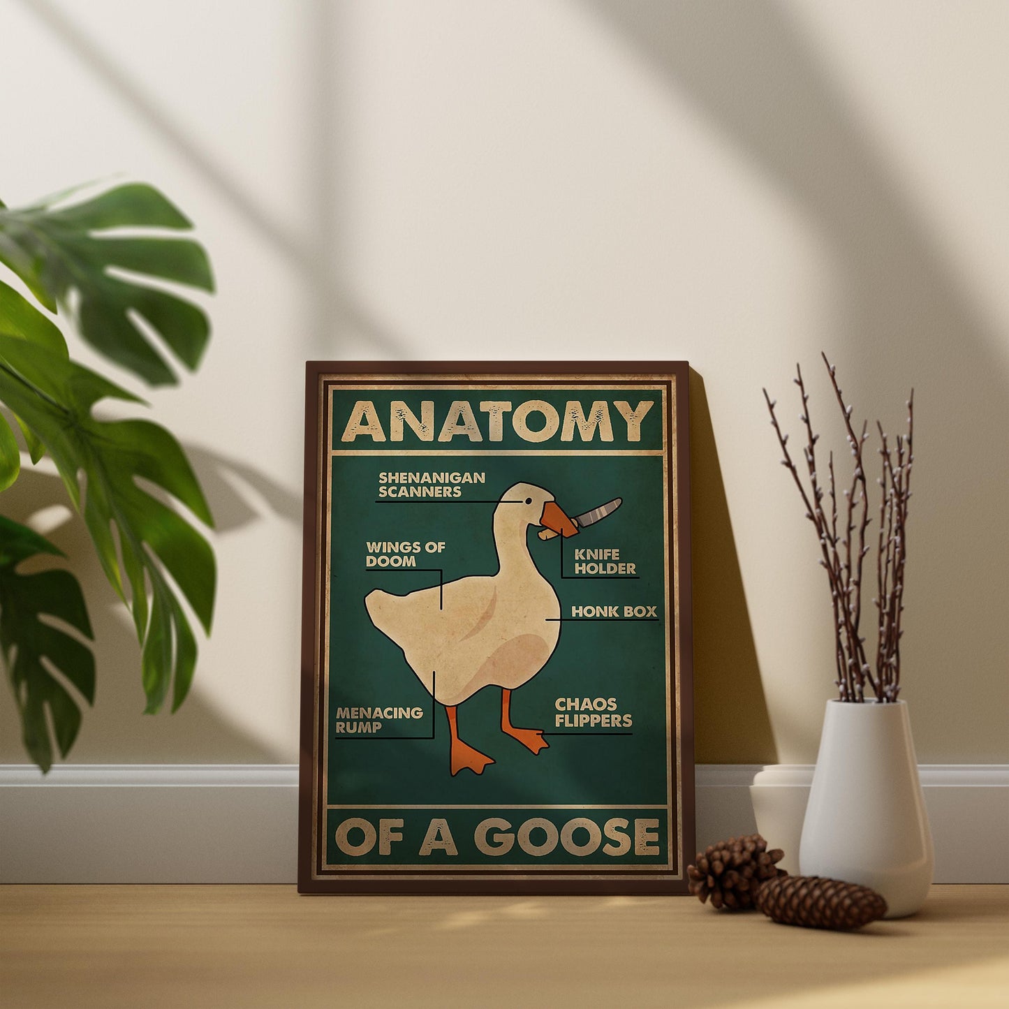 Funny Goose Anatomy Poster | Humorous Knife Goose Wall Art Print