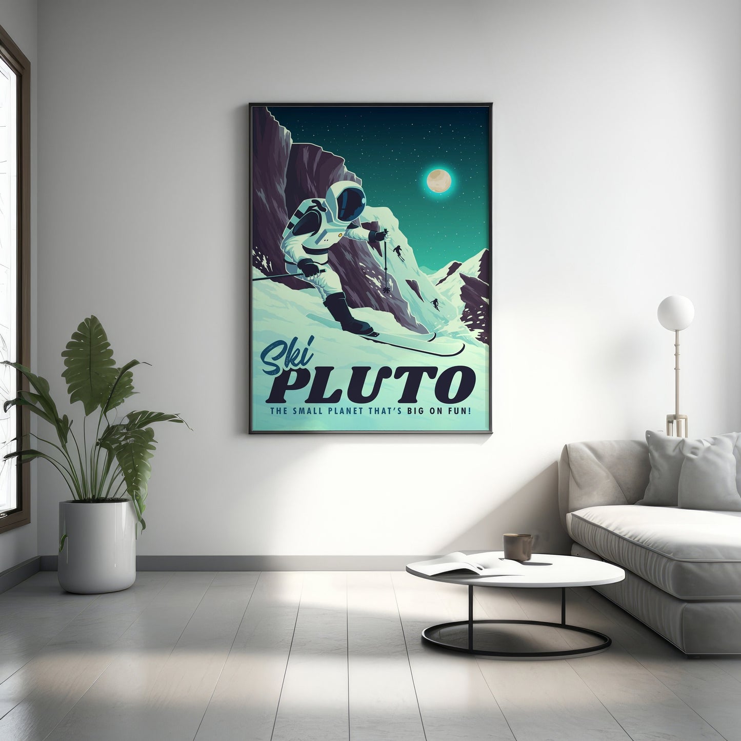 Retro Pluto Leinwandbild, Retro Weltraum Leinwandbild, Weltraum Leinwandposter, Pluto Retro Poster
