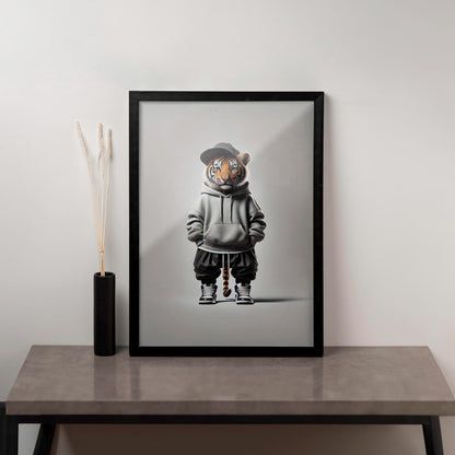 Ikonische realistische Baby-Tiger-Leinwand – Realistische, stilvolle und verspielte Wanddekoration
