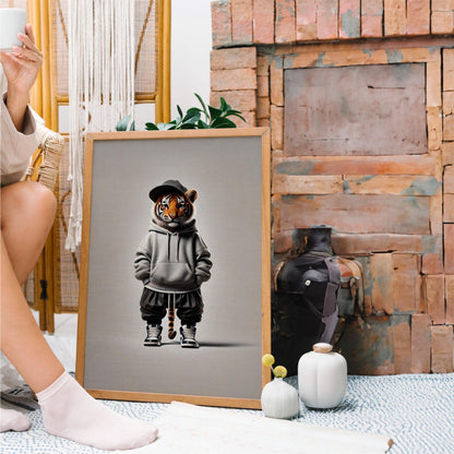 Ikonische realistische Baby-Tiger-Leinwand – Realistische, stilvolle und verspielte Wanddekoration