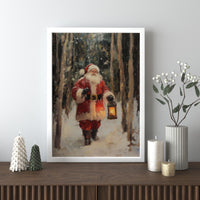 Christmas Santa Wall Art, Santa Claus & Christmas Decor Art - Happy Christmas, Xmas Gift, Framed Santa