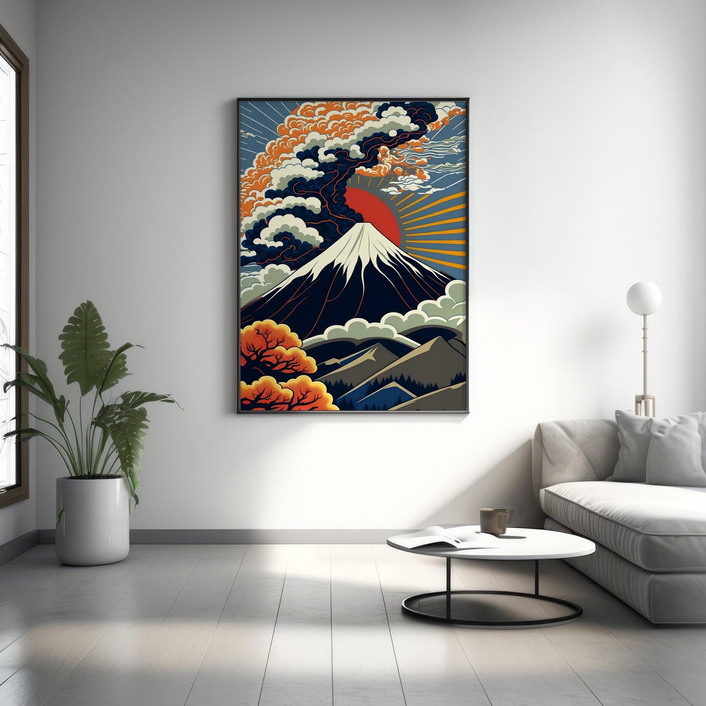 Mount Fuji Japanische Leinwand-Wandkunst, Japandi Leinwand-Wandkunst, Moderne Wandkunst, Mount Fuji Illustrations-Wandkunst, Mount Fuji Poster
