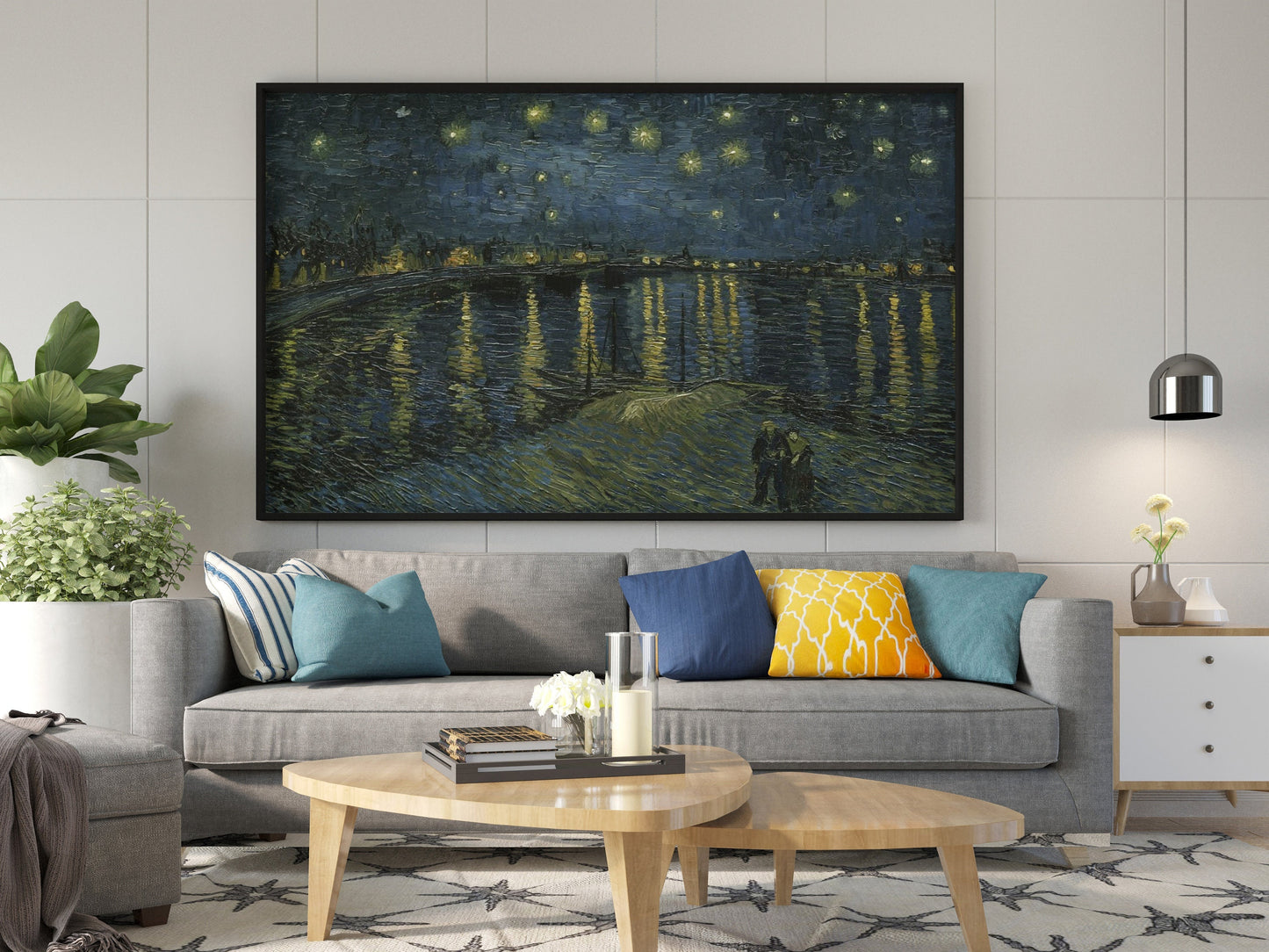 Vincent van Gogh Leinwand-Wandkunst, Vincent van Gogh – Sternennacht über der Rhone, Leinwanddruck, Leinwandkunst, Sternennacht, Berühmte Wandkunst