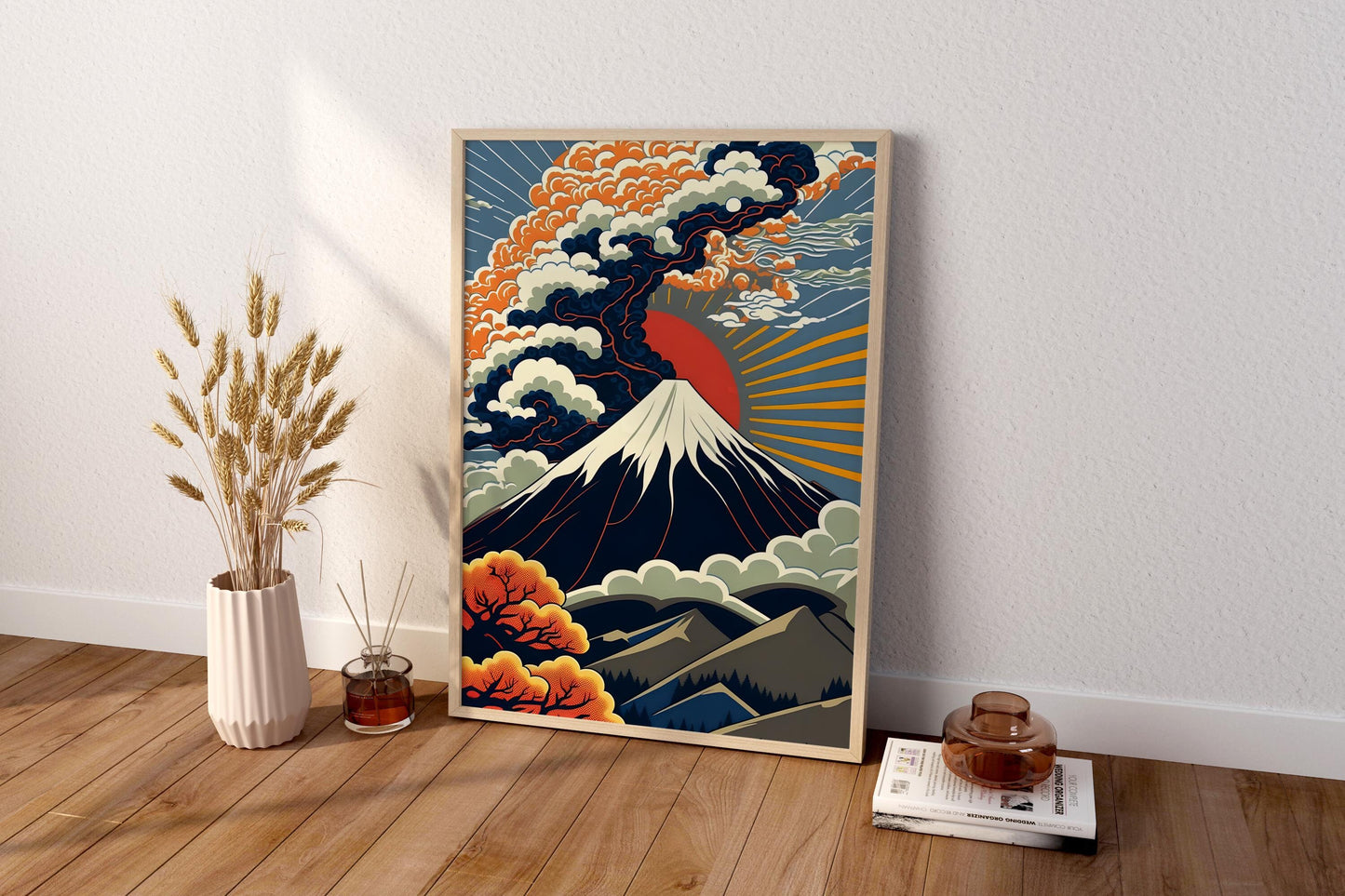 Mount Fuji Japanische Leinwand-Wandkunst, Japandi Leinwand-Wandkunst, Moderne Wandkunst, Mount Fuji Illustrations-Wandkunst, Mount Fuji Poster
