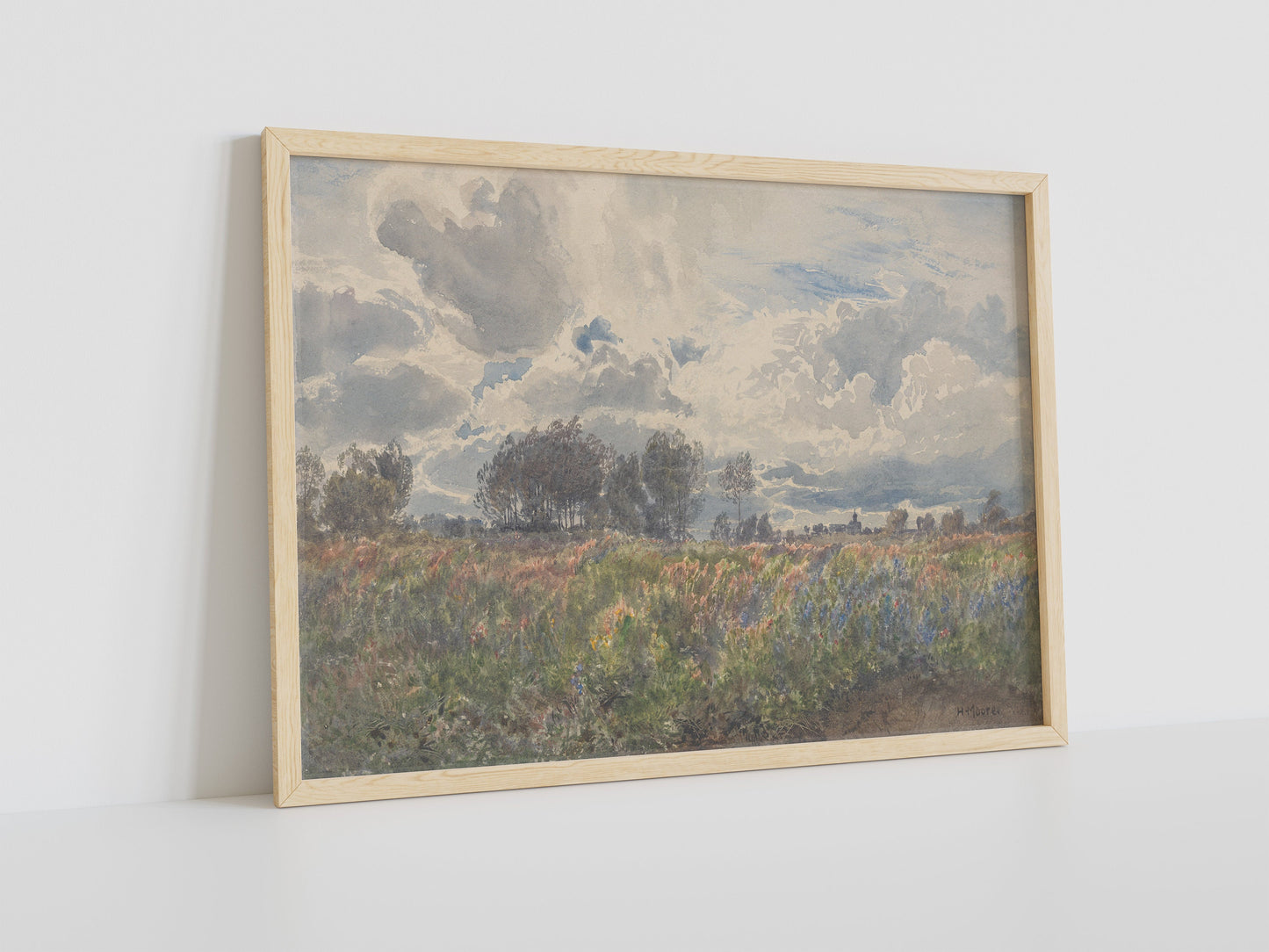 Henry Moore Wandkunst, Landschaft Leinwand Wandkunst, Schauerlicher Juni Leinwand Wandkunst, Vintage Landschaft, Leinwand Malerei Poster, Blumenfeld