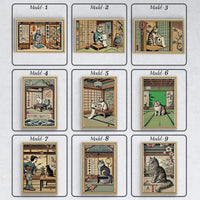 Lustiges Ukiyo-e Katzen-Badezimmer-Poster – Amerikanisches Tier-Design