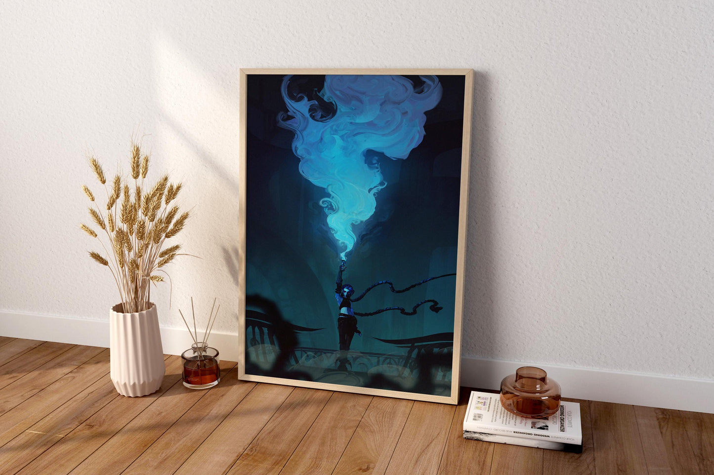 Arcane Jinx Blue Flare Poster | Neonblaue Anime-Wandkunst