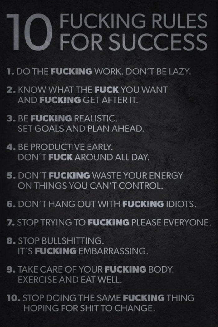 10 Rules Succes Quote Canvas Poster
