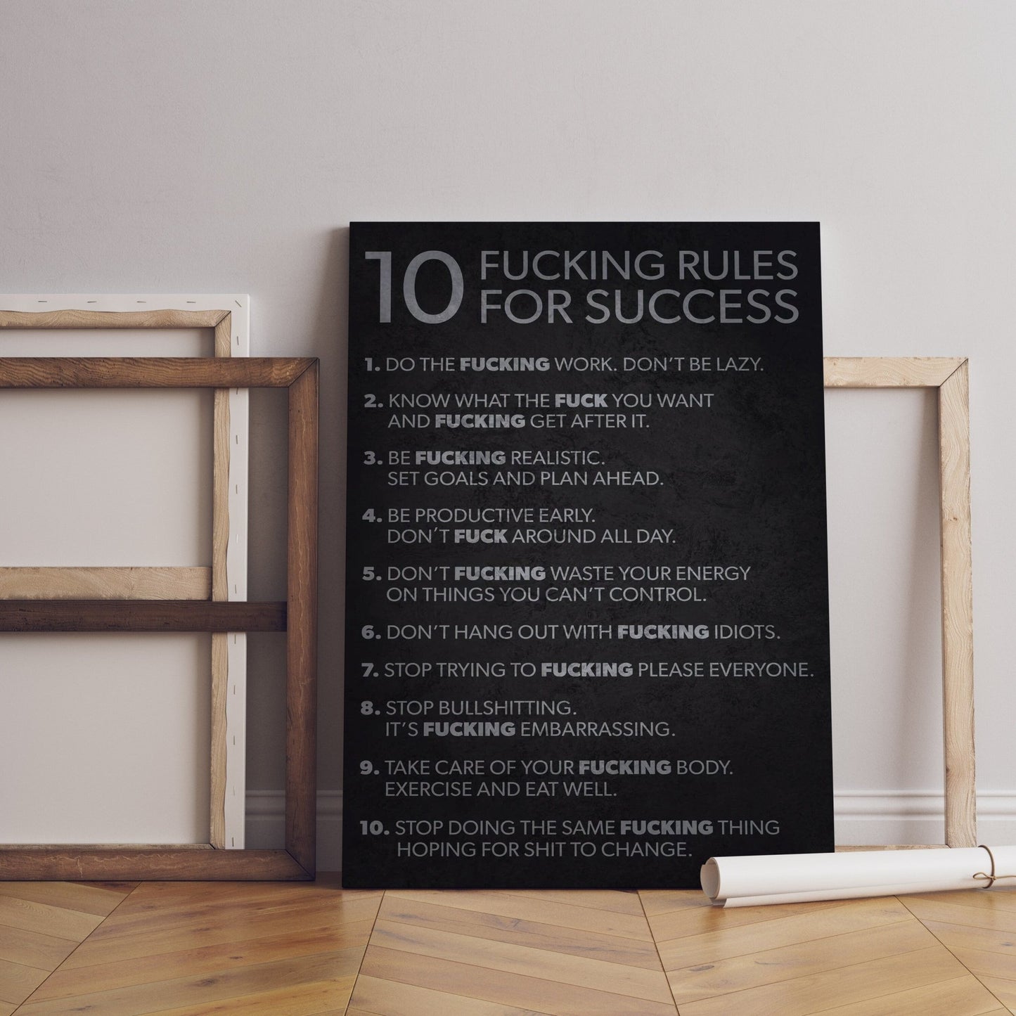10 Rules Succes Quote Canvas Wall Decor - Canvasworkshop