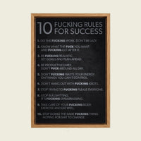 10 Rules for Success canvas wall art in a floating oak frame