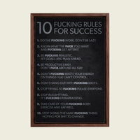 10 Rules for Success canvas wall art in a floating walnut frame