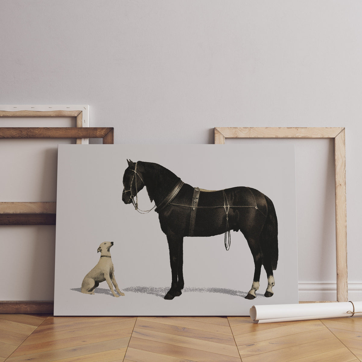 Horse and Greyhound canvas wall art
