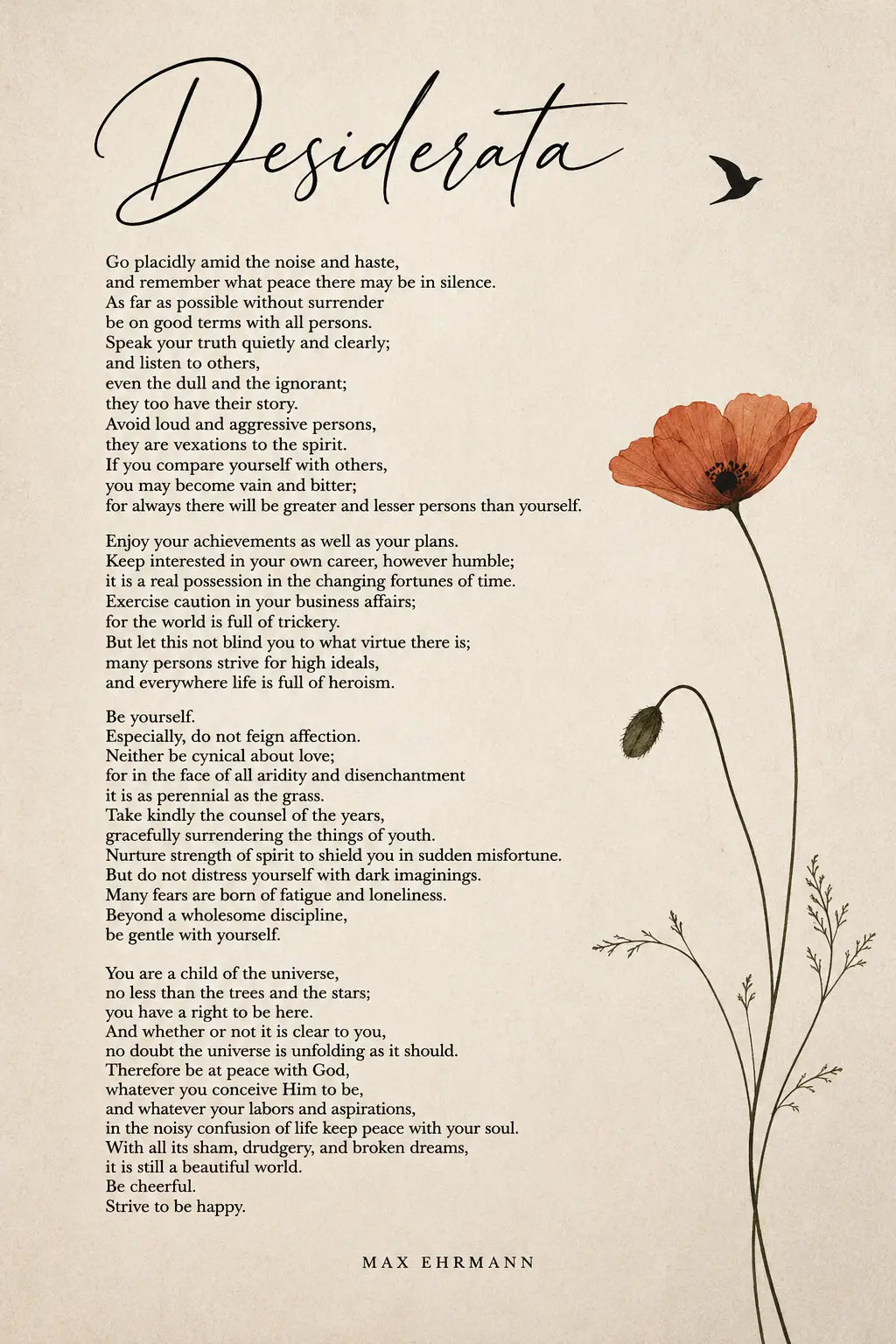 Desiderata Poem Print, Max Ehrmann