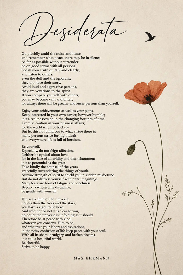 Desiderata Poem Print, Max Ehrmann