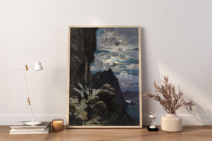 Hermann Corrodi Leinwand-Wandbild, Hermann Corrodi Nacht auf dem Berg Athos, Beliebtes Kunst-Leinwandbild, Leinwanddruck, Leinwanddruck-Kunst, Berühmtes Wandbild