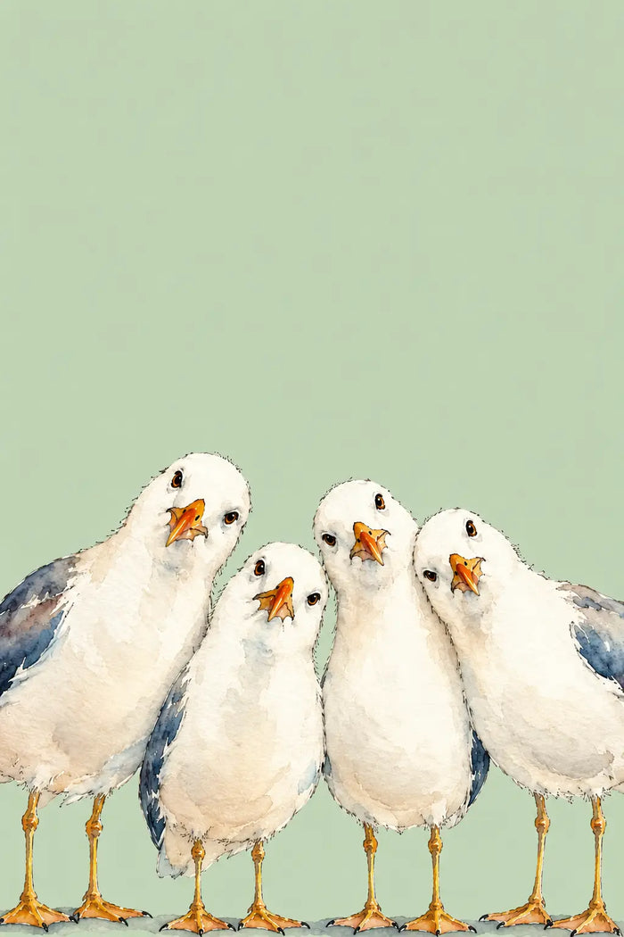 Funny Seagull Canvas Art Print – Whimsical Coastal Decor