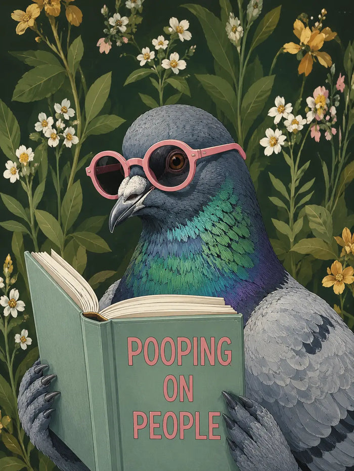 Funny Pigeon Reading Book , Pooping On People