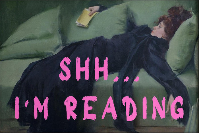 Shh I'm Reading Altered Art Canvas Wall Art