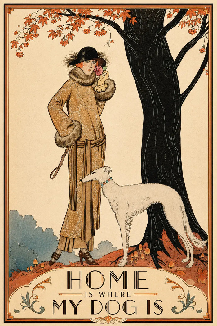 Home Is Where My Dog Is Art Print, Vintage Art Deco Dog Wall Art, Altered art print,Dog mom gift