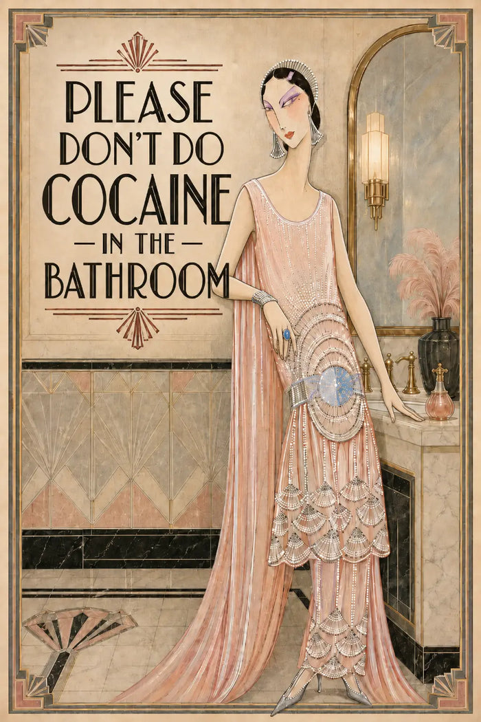 Please Don’t Do Coke Poster,Altered Vintage , Funny Bathroom Wall Art