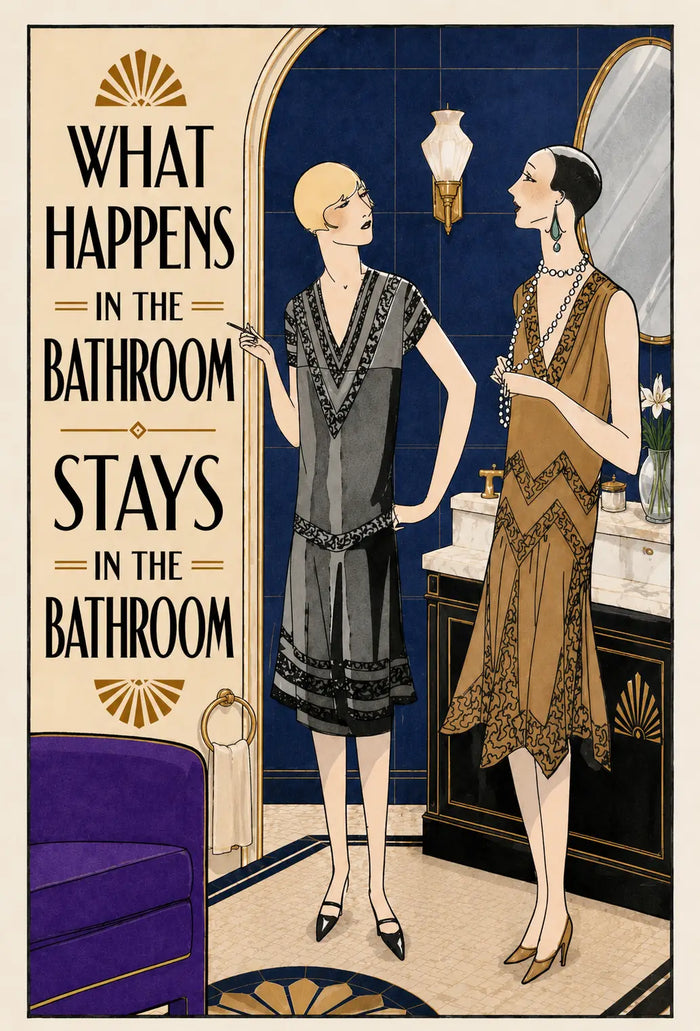 What Happens in the Bathroom Print, Art Deco Toilet Poster,Funny Bathroom Wall Art, Art Deco Bar & Pub Decor,