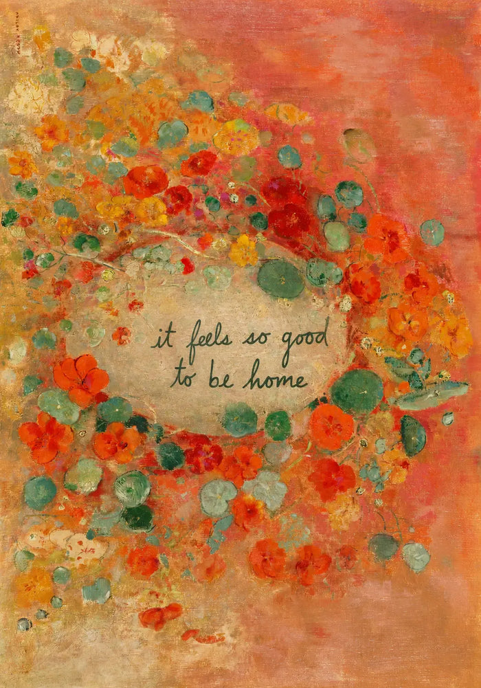 It Feels So Good to Be Home Wall Art, Floral Quote Canvas, Colorful Botanical Home Decor, Cozy Housewarming Gift
