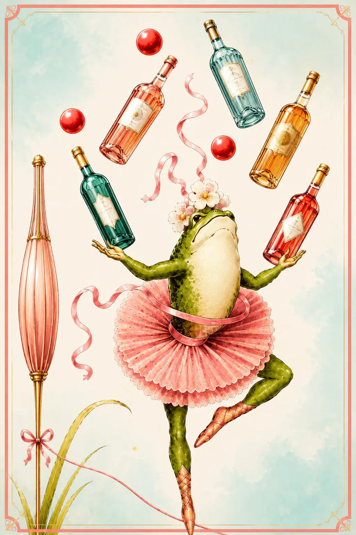 Ballerina Frog Bar Wall Art,Whimsical Cocktail Room Decor,Bar Decor