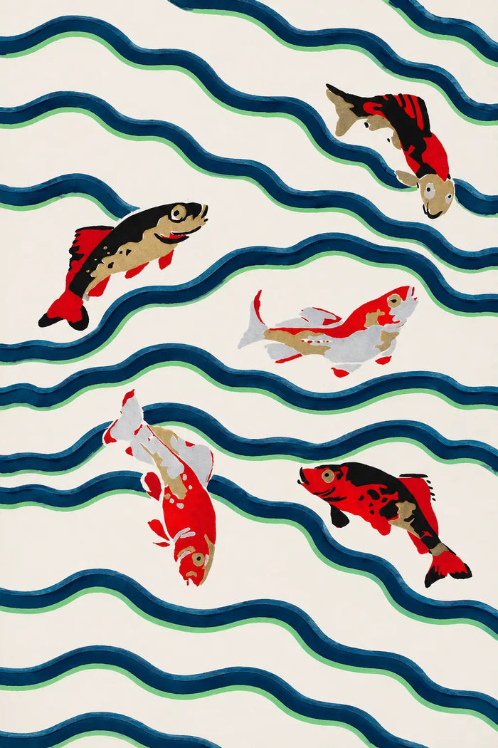 Koi Fish Wall Art, Japanese Inspired Fish Print, Colorful Kitchen and Dining Room Decor