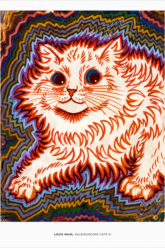 Louis Wain Kaleidoscope Cat Wall Art, Colorful Vintage Cat Poster, Psychedelic Animal Print,Cat Lovers Gift