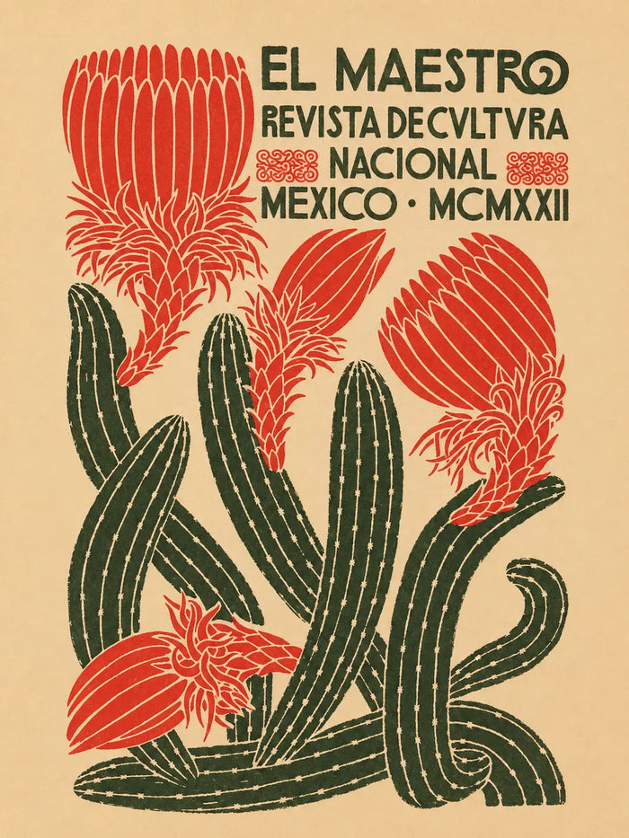 Vintage Mexican Botanical Print , El Maestro Wall Art,Mexico Cactus Art,Boho Wall Decor