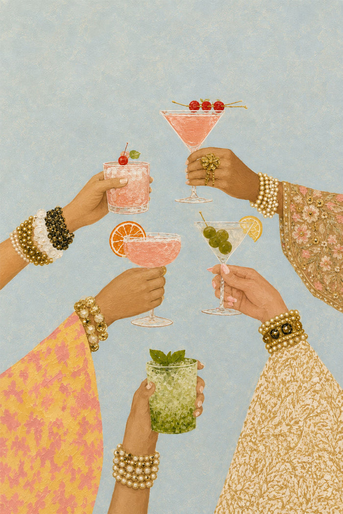 Cocktail Party Wall Art, Colorful Cheers Print, Girls Night Bar Decor