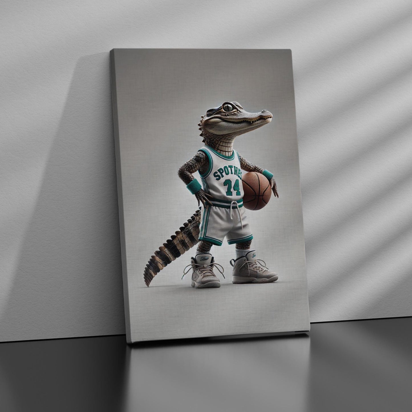 Ikonische realistische Baby-Alligator-Leinwand – realistisches, stilvolles und verspieltes Wanddekor