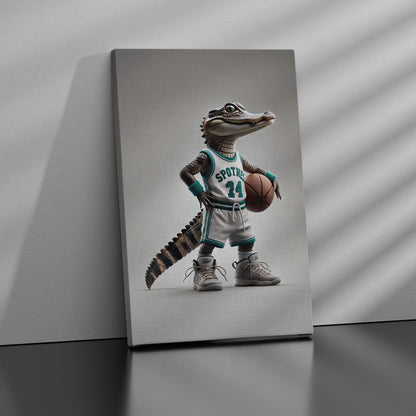 Ikonische realistische Baby-Alligator-Leinwand – realistisches, stilvolles und verspieltes Wanddekor