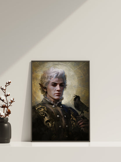 Baldur's Gate Astarion Wandkunst, Astarion Leinwand-Wandkunst, Astarion Poster, Hochelfen-Kunst, Gaming Wandkunst, Gaming Poster