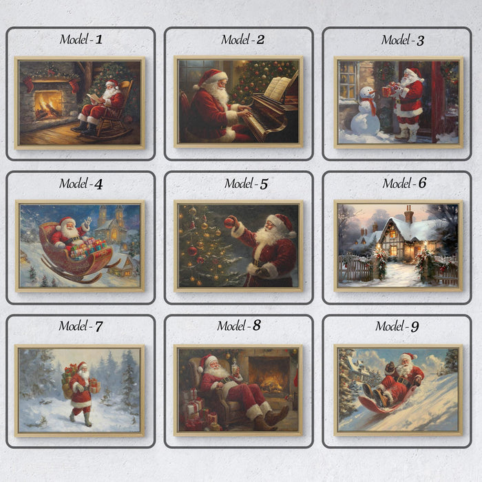 Santa Claus & Christmas Decor Art Canvas Wall Art