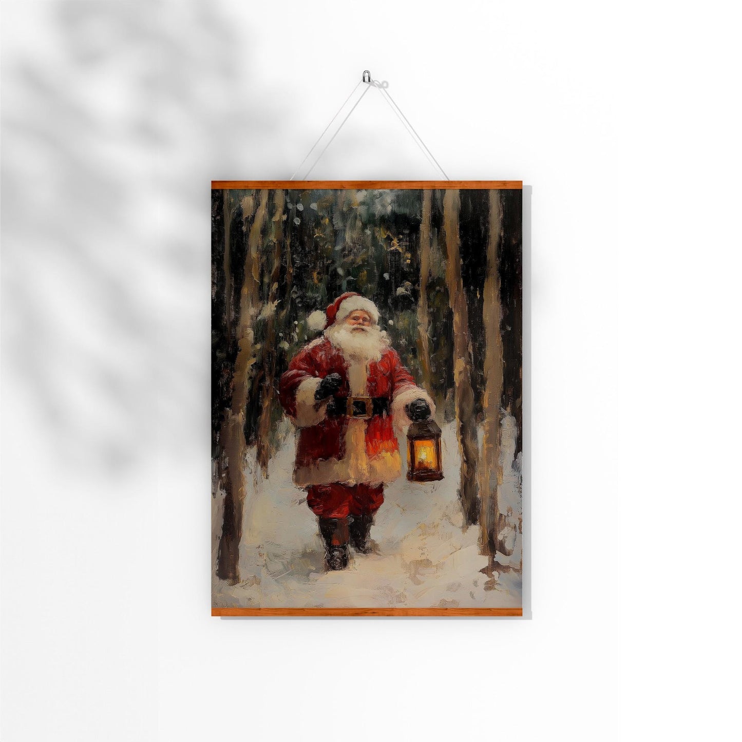 Christmas Santa Wall Art, Santa Claus & Christmas Decor Art - Happy Christmas, Xmas Gift, Framed Santa