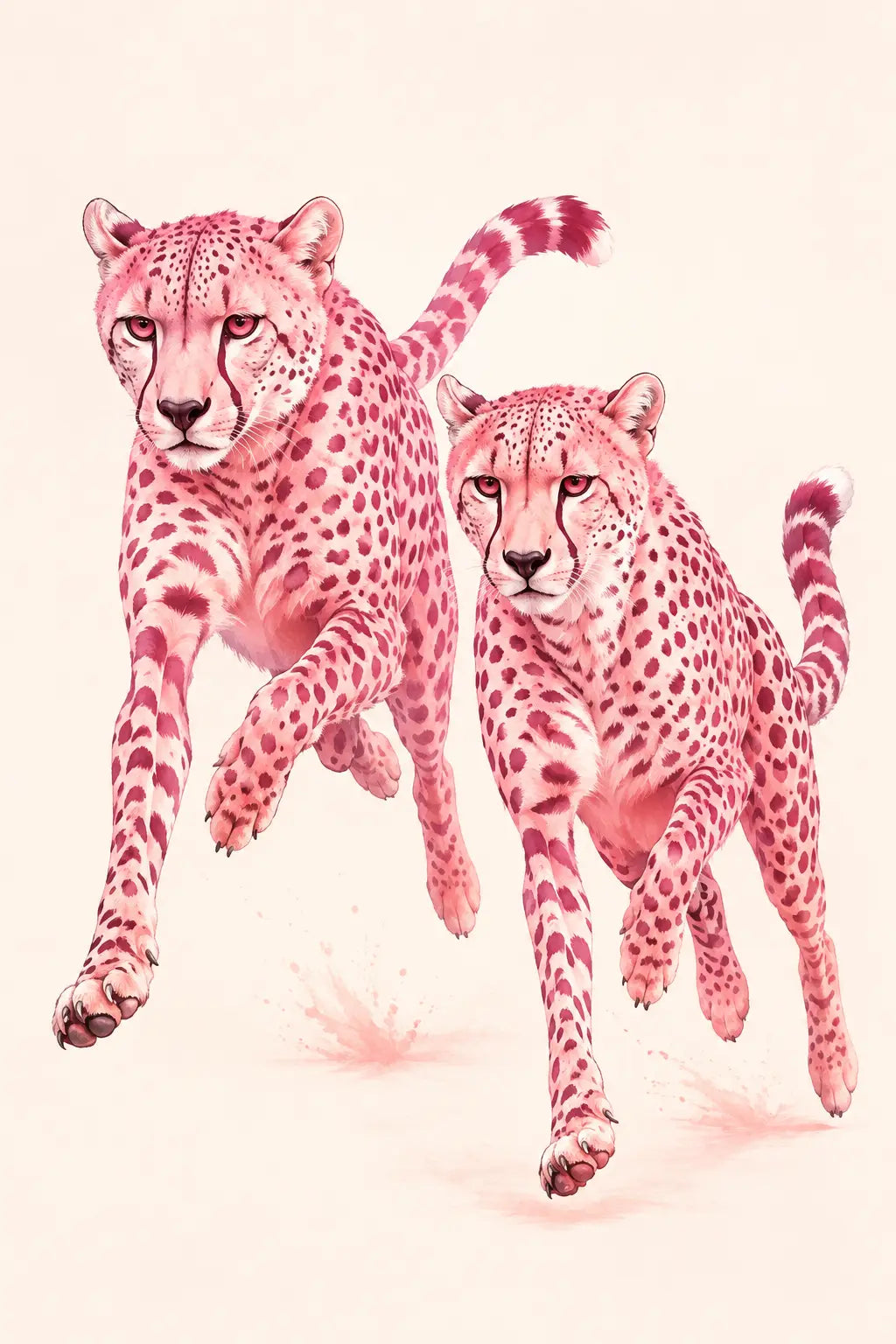 Pink Cheetah Wall Art, Running Cheetahs Print, Luxury Animal Poster