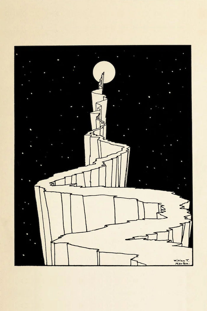 The Path to the Moon by W. T. Horton, 1898 | Mystical Black and White Celestial Art Print