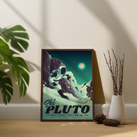 Retro Pluto Leinwandbild, Retro Weltraum Leinwandbild, Weltraum Leinwandposter, Pluto Retro Poster