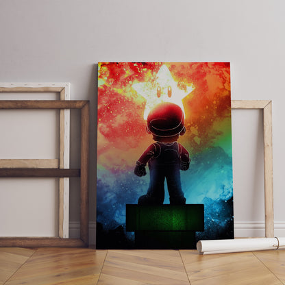 Gaming Canvas Wall Art, Soul Of Star Canvas Wall Decor, Gaming Poster, Gift For Gamers, Mario Poster, Mario Canvas Wall Art
