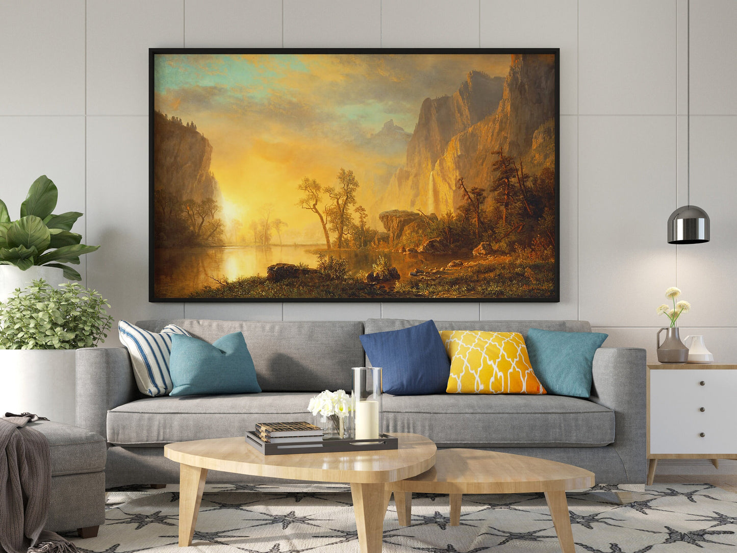 Albert Bierstadt Leinwand Wandbild, Albert Bierstadt Sonnenuntergang in den Rockies Leinwandbild, Leinwand Kunstdruck, Großes Leinwand Wandbild