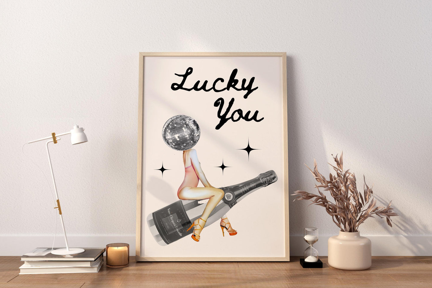Trendy Lucky You Poster – Disco Head Leinwand-Wandkunst, Lucky You Leinwand-Poster – Mode-Poster – Lucky Leinwand-Poster – Trendige Wandkunst