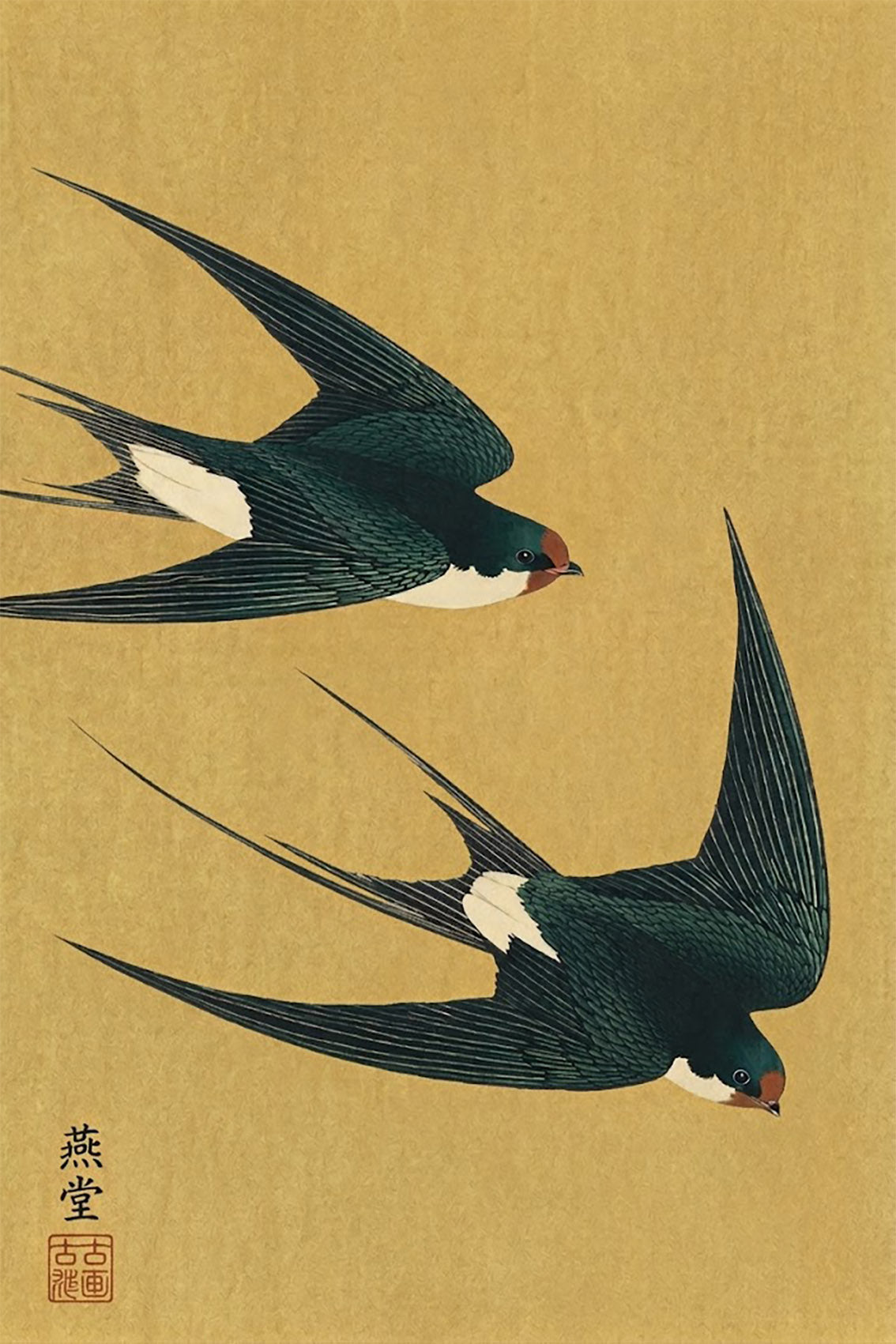 Artwork Japandi swallow bird traditional Asian canvas wall art