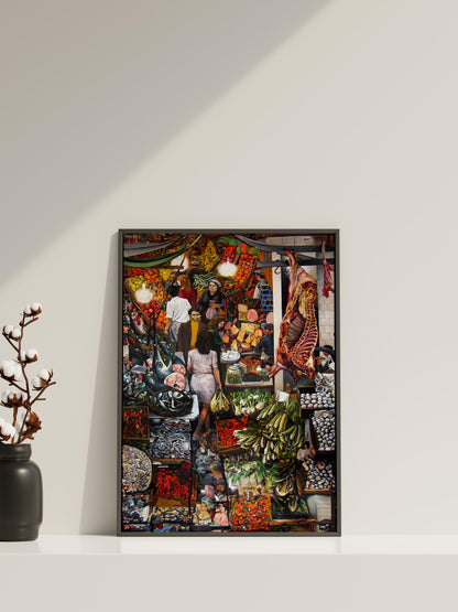 Renata Guttason Marktgemälde Kunstdruck | Farbenfrohe Lebensmittelmarkt Küchenwandkunst