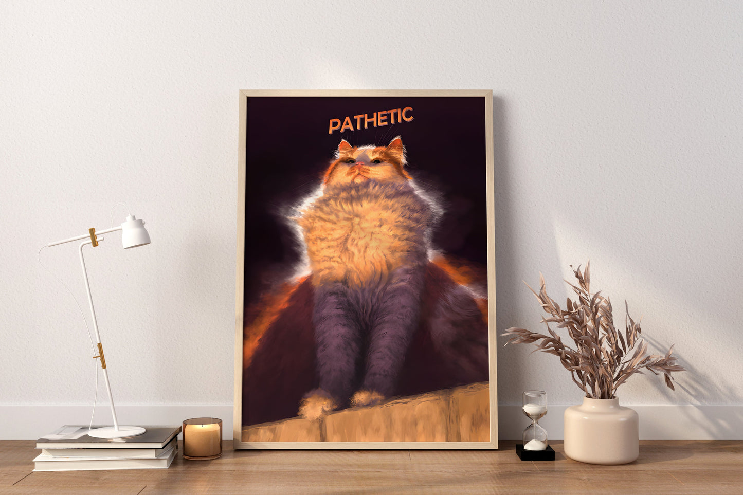 Jämmerliche Katze Leinwandbild, Jämmerliche Katze Poster, Lustige Leinwand Wanddeko, Lustiges Poster, Jämmerliche Stimmung Poster