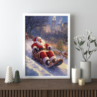 Santa Wall Art,Santa Claus & Christmas Decor Art - Happy Christmas, Xmas Gift, Framed Santa