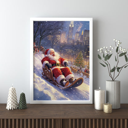 Santa Wall Art,Santa Claus & Christmas Decor Art - Happy Christmas, Xmas Gift, Framed Santa
