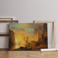 Albert Bierstadt Leinwand Wandbild, Albert Bierstadt Sonnenuntergang in den Rockies Leinwandbild, Leinwand Kunstdruck, Großes Leinwand Wandbild