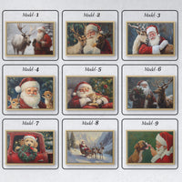 Wandbild Weihnachtsmann mit Tieren, Weihnachtsmann- & Weihnachtsdekor-Kunst – Frohe Weihnachten, Weihnachtsgeschenk, gerahmter Weihnachtsmann