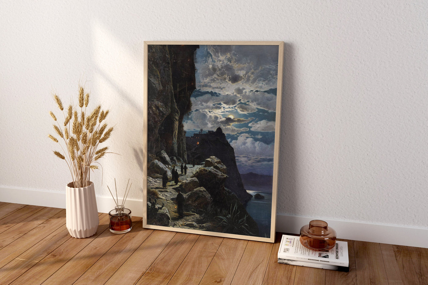 Hermann Corrodi Leinwand-Wandbild, Hermann Corrodi Nacht auf dem Berg Athos, Beliebtes Kunst-Leinwandbild, Leinwanddruck, Leinwanddruck-Kunst, Berühmtes Wandbild